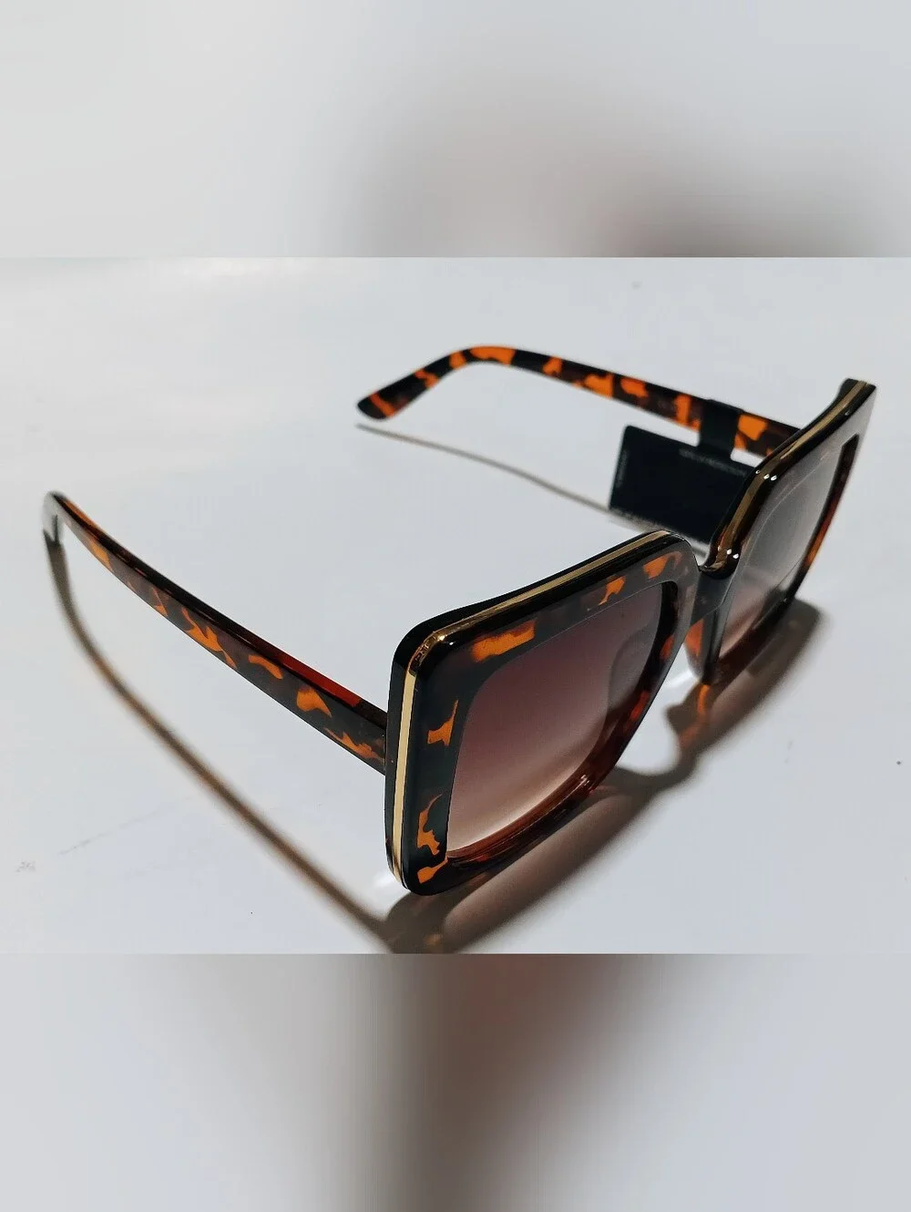 New Margaret Josephs Women's Oversized Square Tortoise Shell Sunglasses Brown.